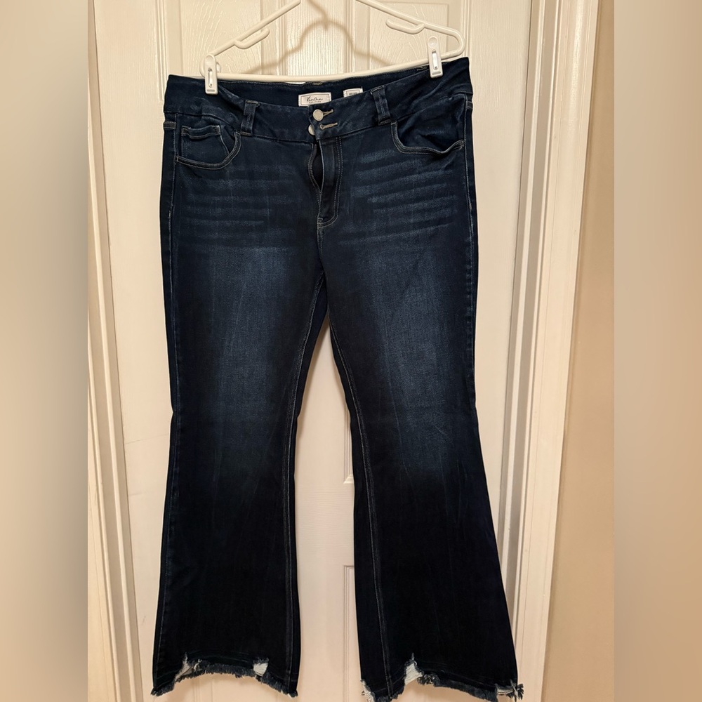 KanCan Signature Dark Blue Mid-Rise Flare Jeans